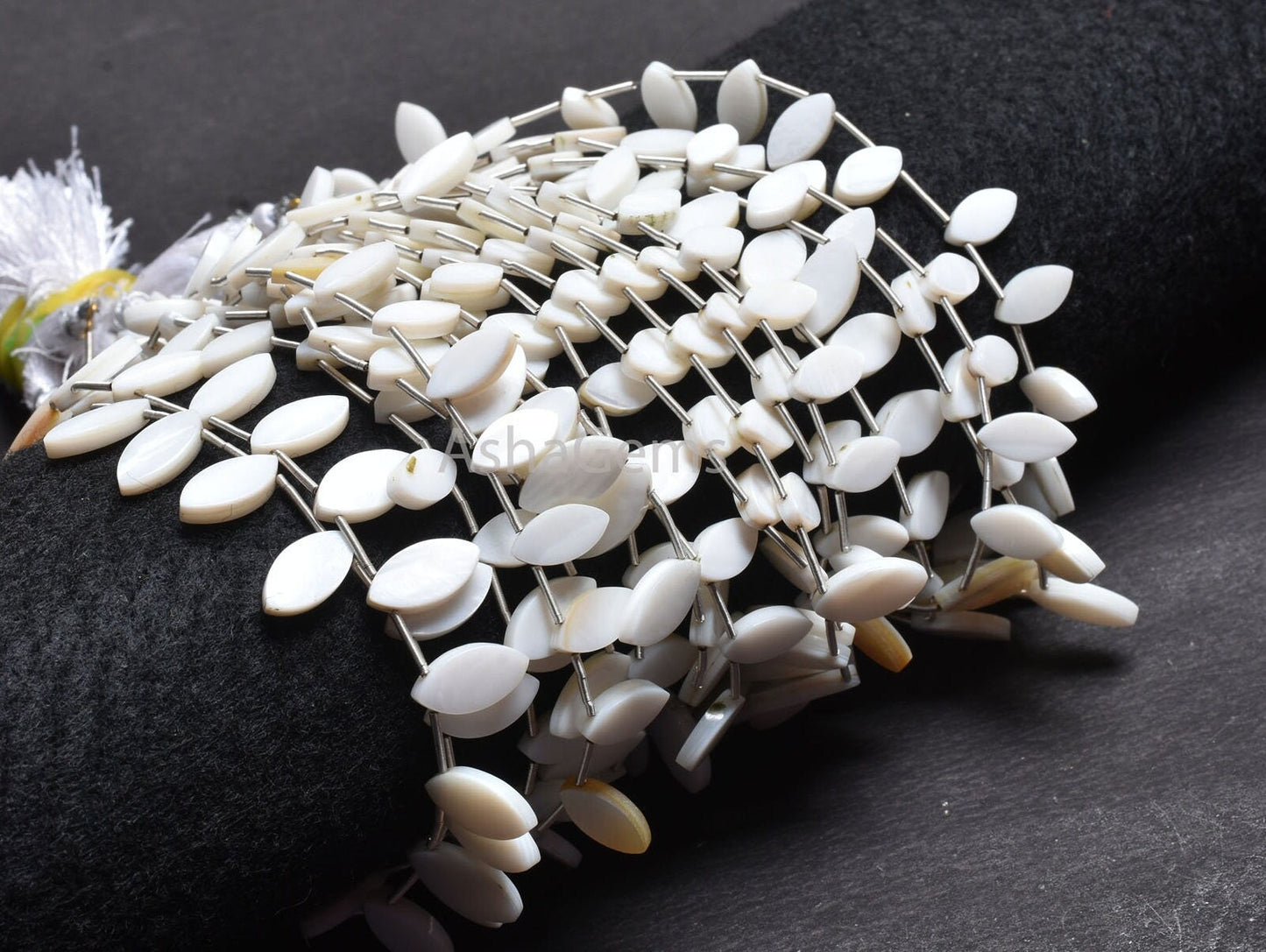 Beautiful White Mother Of Pearl Fancy Marquise Shape Beads, Natural MOP Flat Marquise Side Drill Gemstone Beads Mother Of Pearl Bead Jewelry