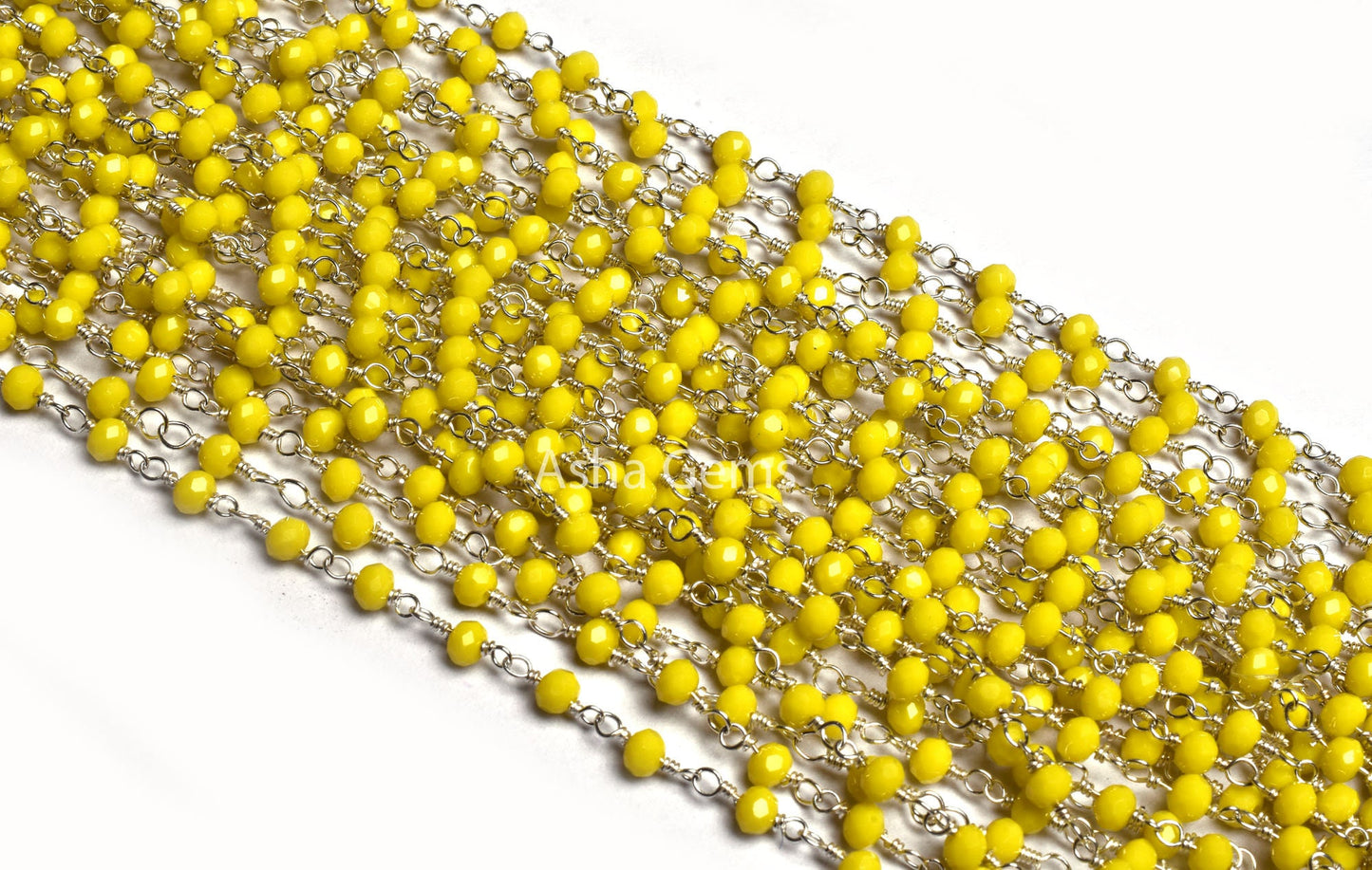 Beautiful Yellow Jasper Hydro Faceted Rondelle Beads Rosary Chain 3 mm Silver, Gun Metal Plated Wire Wrap Beaded Handmade Chain Jewelry SALE