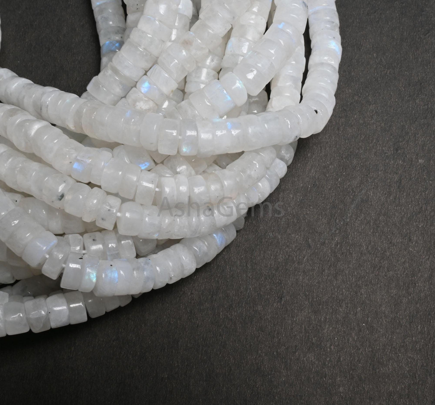 Natural Rainbow Moonstone Smooth Tyre Shape Gemstone Beads, Blue Fire Rainbow Moonstone Wheel Handmade White Rainbow Bead Jewelry Craft SALE