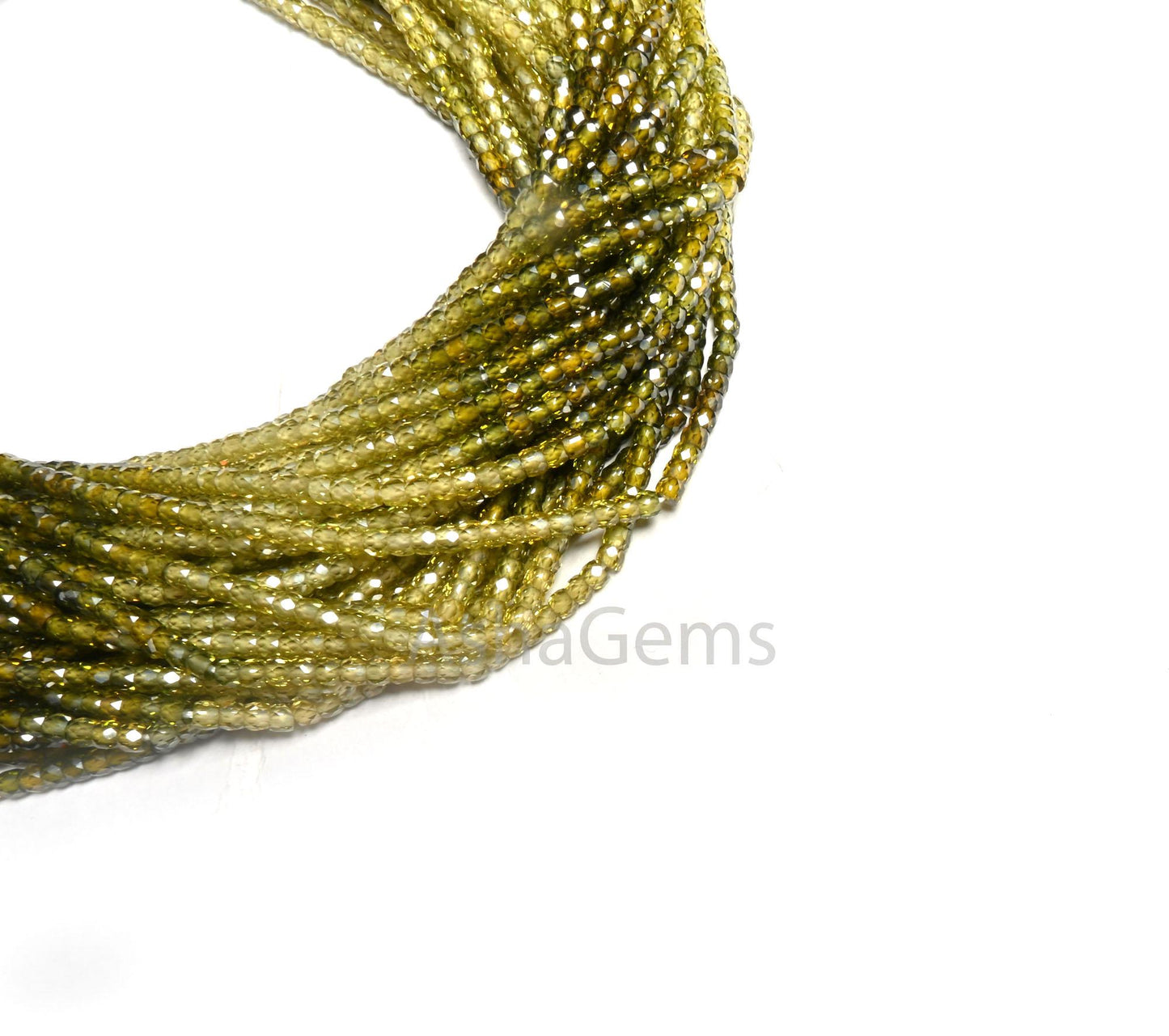 Beautiful Shaded Green zircon Faceted Rondelle Shape Beads,13" Strand Cubic zircon beads,3 mm AAA Green Zircon Beads For Necklace Jewelry