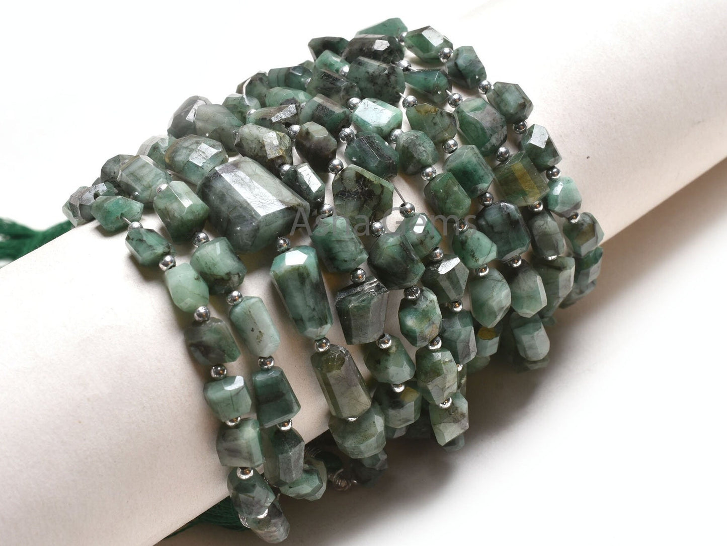 Real Emerald Faceted Nugget Shape Gemstone Beads, Natural Sakota Emerald Indian Cut Tumble Uneven Beads, Green Emerald Beads Jewelry Crafts