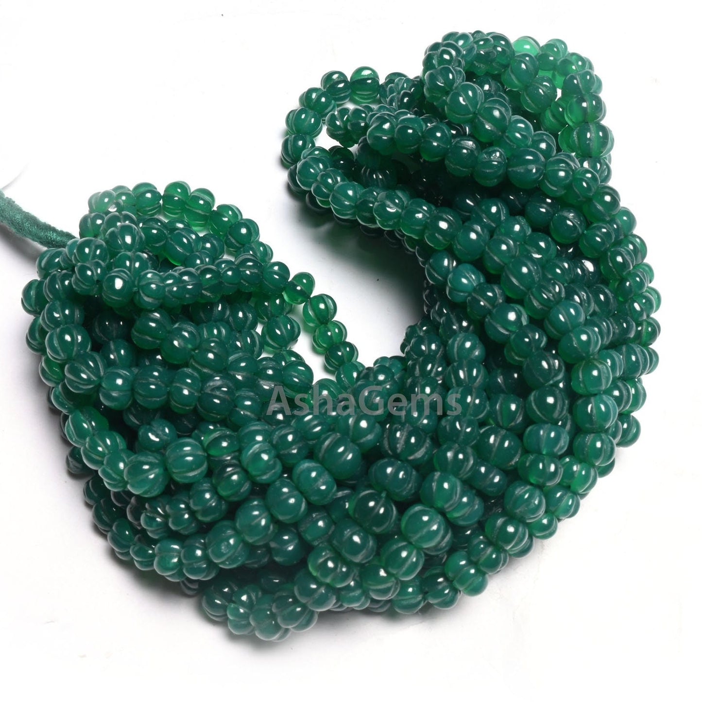 Green Onyx Carving Pumpkin Beads,16" Onyx Carved Watermelon Beads, Onyx Gemstone Carve Melon Beads, Green Onyx Carved Rondelle Beads Jewelry