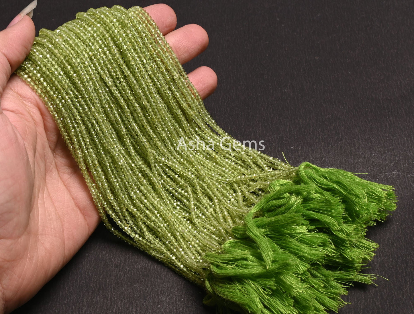 AAA Quality Peridot Micro Cut Faceted Beads 2.4mm Natural Green Peridot Machine Cut Rondelle Shape Gemstone Bead Jewelry Necklace Handicraft