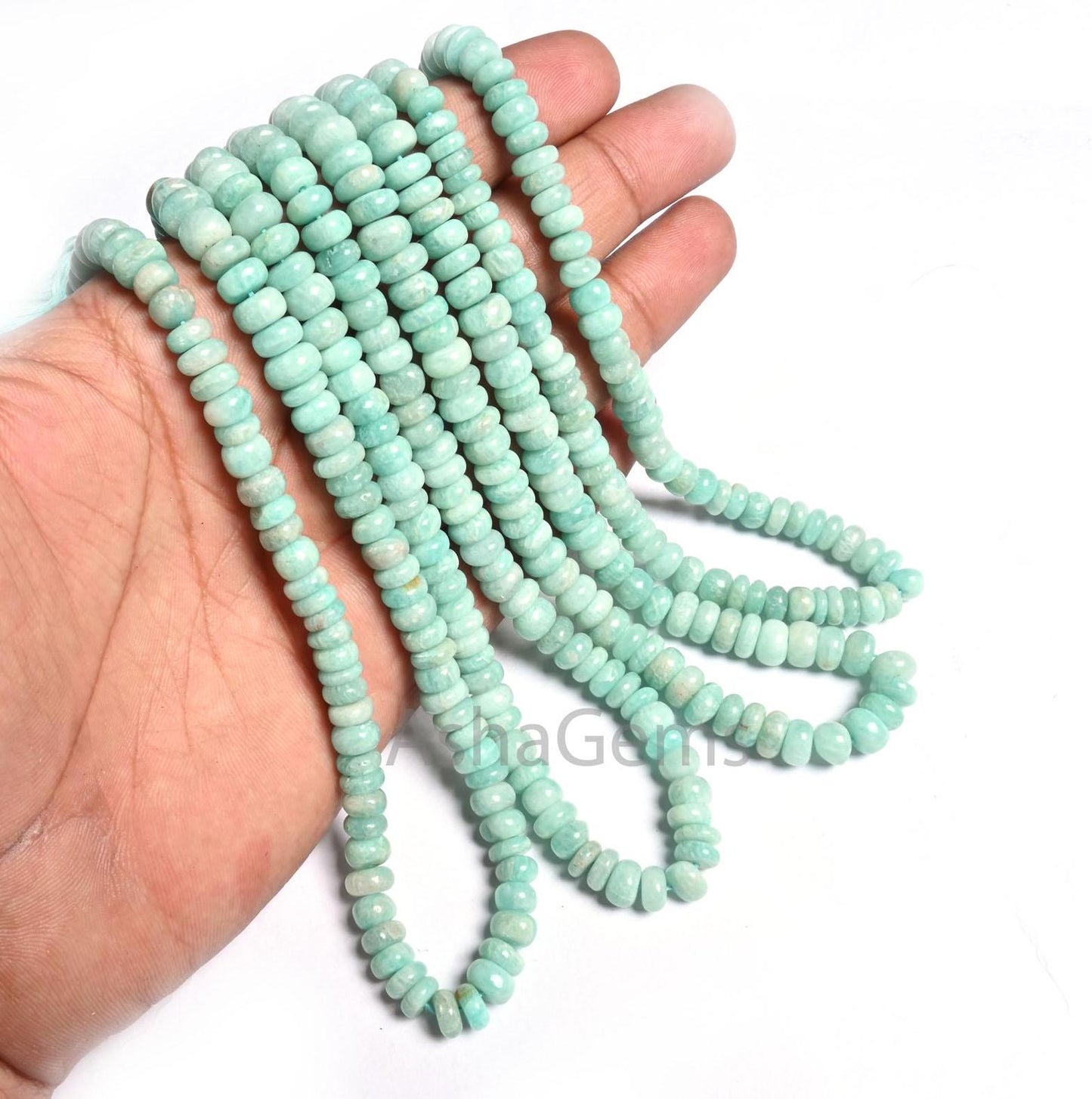 Beautiful Amazonite Smooth Rondelle Shape Gemstone Loose Beads,8/16" Natural Blue Amazonite Plain Handmade amazonite Bead Jewelry Craft SALE (AG 12344)