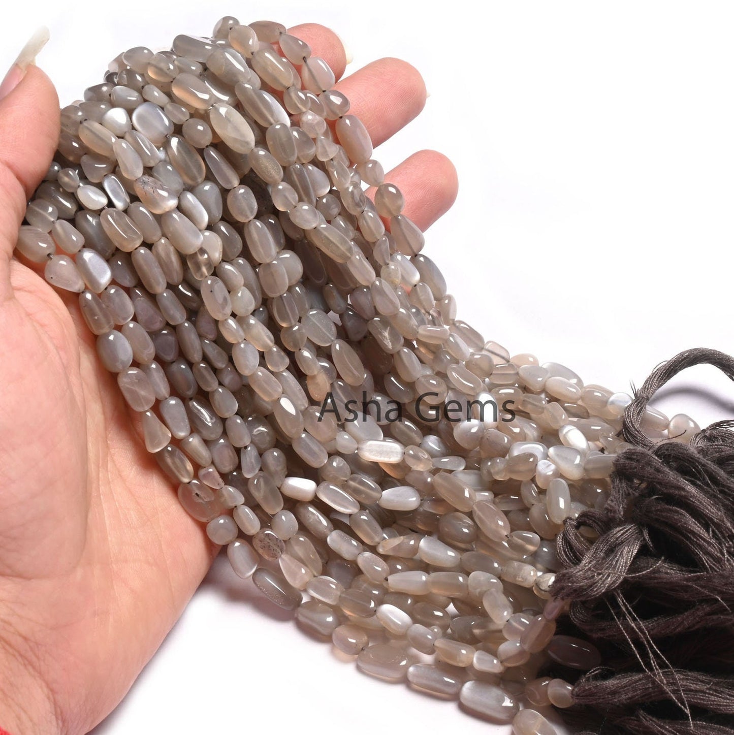 Beautiful Grey Moonstone Nugget smooth Gemstone Loose Beads, Light Grey Moonstone Handmade Tumble Beads Fine Moonstone Jewelry making Crafts (AG 22292)
