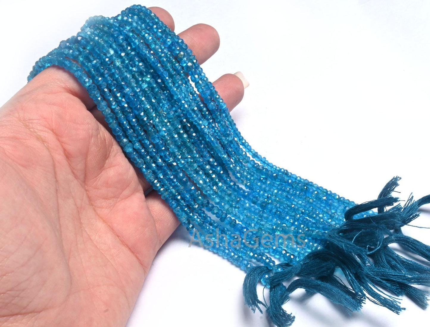 Beautiful Neon apatite Indian machine Cut Gemstone Beads, Fine Quality Neon Blue Apatite Faceted Rondelle Natural Apatite Bead Jewelry Craft