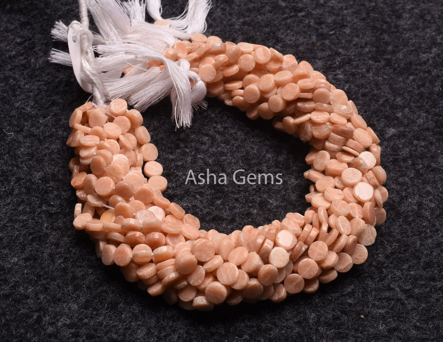 7 mm Fine Peach Moonstone Smooth Flat Coin Beads,13"Strand Moonstone Straight Drill Uneven Shape Coin Handmade Gemstone Bead, Pink Moonstone