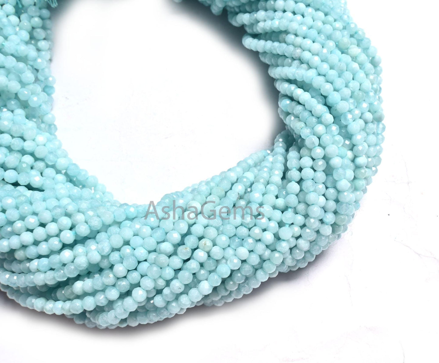 3 mm Beautiful Blue Larimar Micro Faceted Roundelle Beads, Natural Larimar Machine Cut Gemstone Larimar Beads Jewelry Makings Necklace SALE