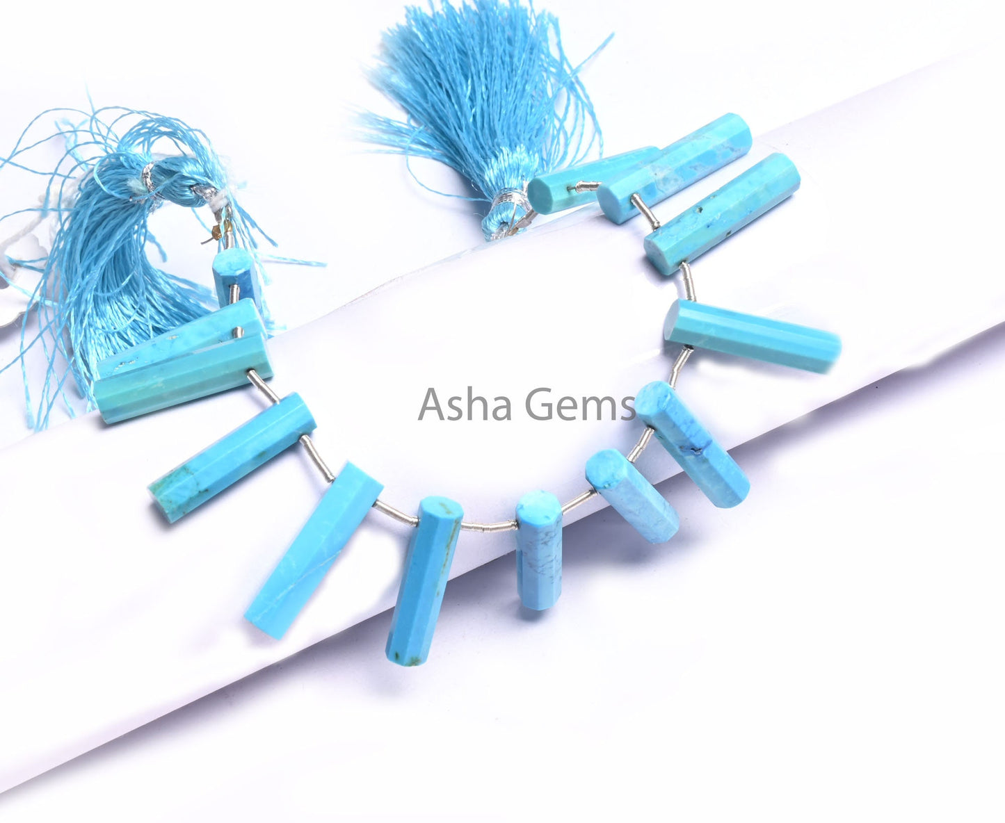 AAA Quality Blue Turquoise Howlite Faceted Long Pipe Shape Beads,5-20 mm Turquoise Fancy Side Drill Pencil Tube Gemstone Loose Beads Jewelry