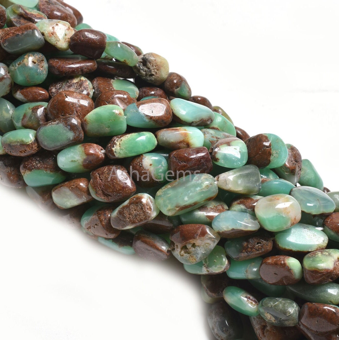 Fine Quality Bio Chrysoprase Smooth Nugget Shape Beads, Shaded Chrysoprase Handmade Tumble Gemstone Beads, Natural Chrysoprase Beads Jewelry