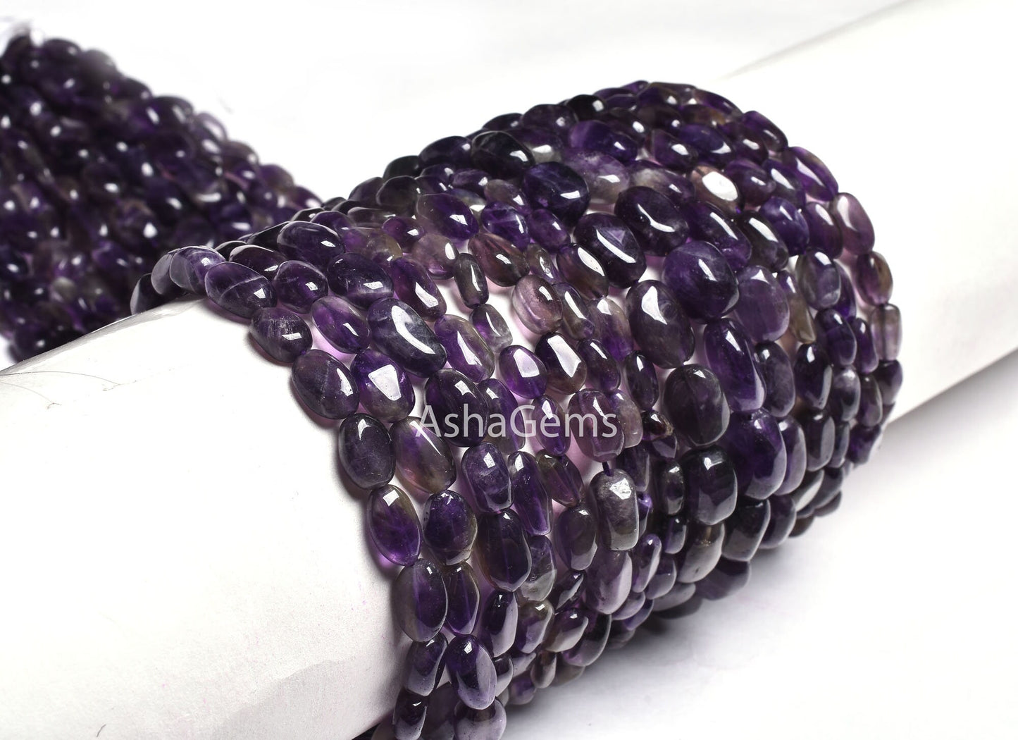 13" Strand Natural Amethyst Plain Handmade Oval Gemstone Beads, African Amethyst Smooth Uneven oval Beads, Amethyst beads For Jewelry Crafts