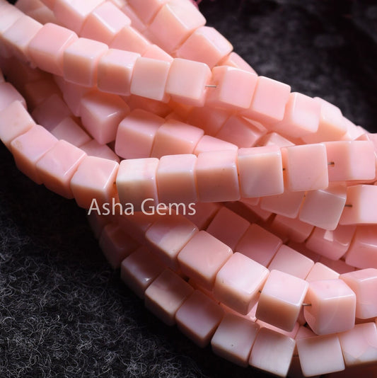 6 mm Pink Opal smooth 3D Cube Box Beads,9 Inch Strand Shaded Pink Opal Plain Handmade Box Gemstone Beads, Opal Beads For Jewelry Making SALE