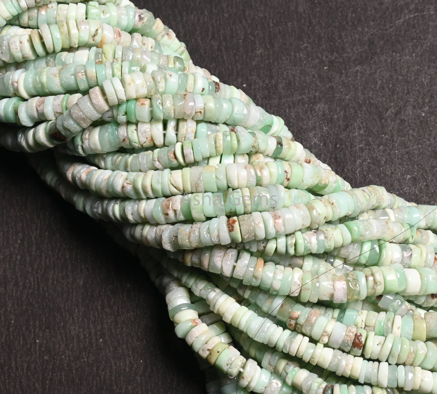Natural Green Chrysoprase Smooth Heishi Tyre Beads Strand Shaded Green Chrysoprase Flat Tyre Beads Handmade Wheel Shape Beads Jewelry Making