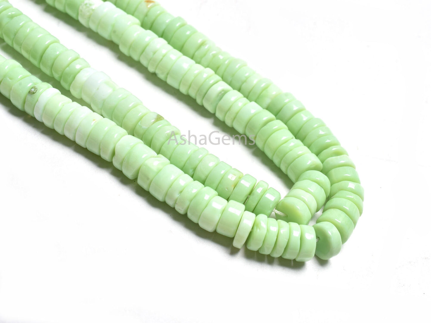7.5 mm Shaded Green Opal Smooth Tyre Heishi Gemstone Beads,15" Fine parrot Green Opal Handmade Flat Wheel Shape Bead, Mint Opal Bead Jewelry