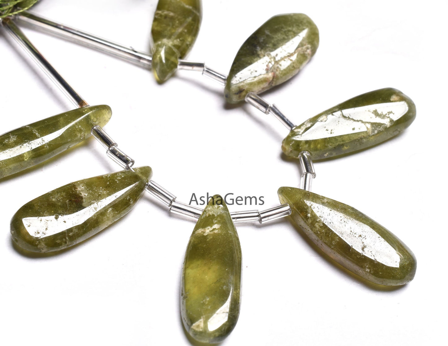 Natural Green Vessonite Smooth Pears Beads, Vessonite Plain Teardrop Shape Gemstone Beads Handmade Vesuvianite Bead Pear Jewelry Handicrafts