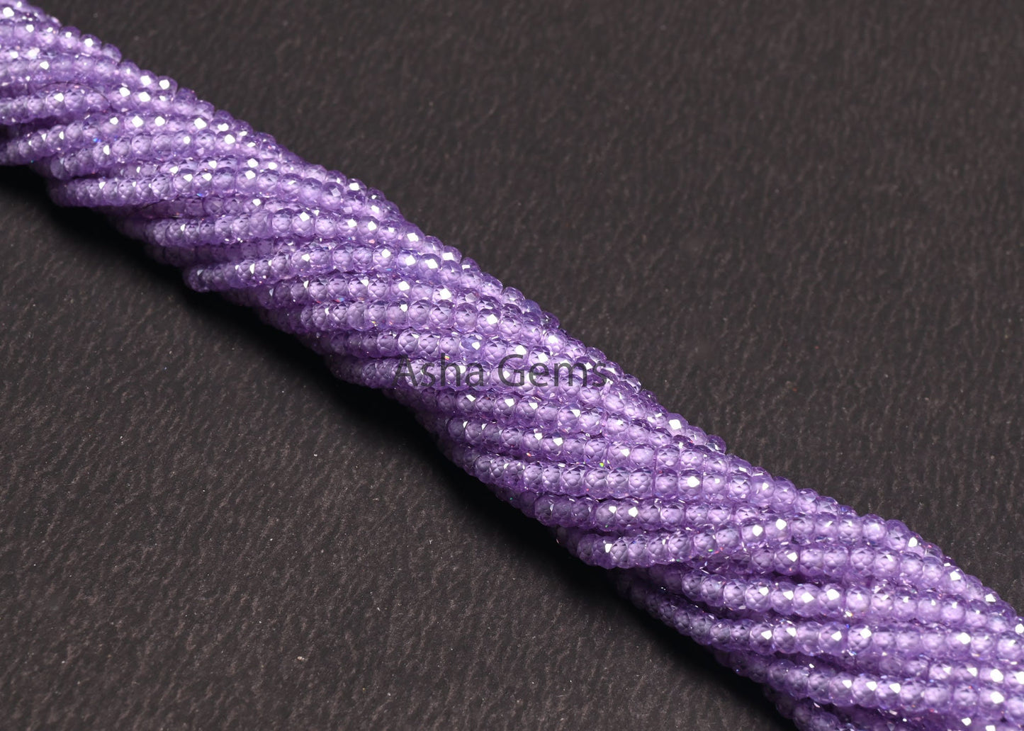 Beautiful Lavender Blue Zircon Micro Cut faceted Beads,3 mm Light Purple Zircon Machine Cut Rondelle Beads,12.5" lavender Cubic Zircon Beads
