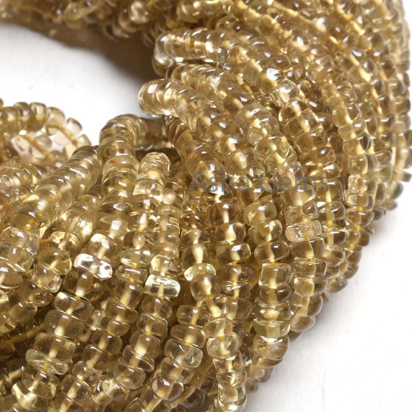 Beautiful Lemon Quartz Smooth Rondelle Shape Beads,18" Strand Natural Yellow Lemon Plain Hanmade Gemstone Beads Lemon beads for Jewelry Sale