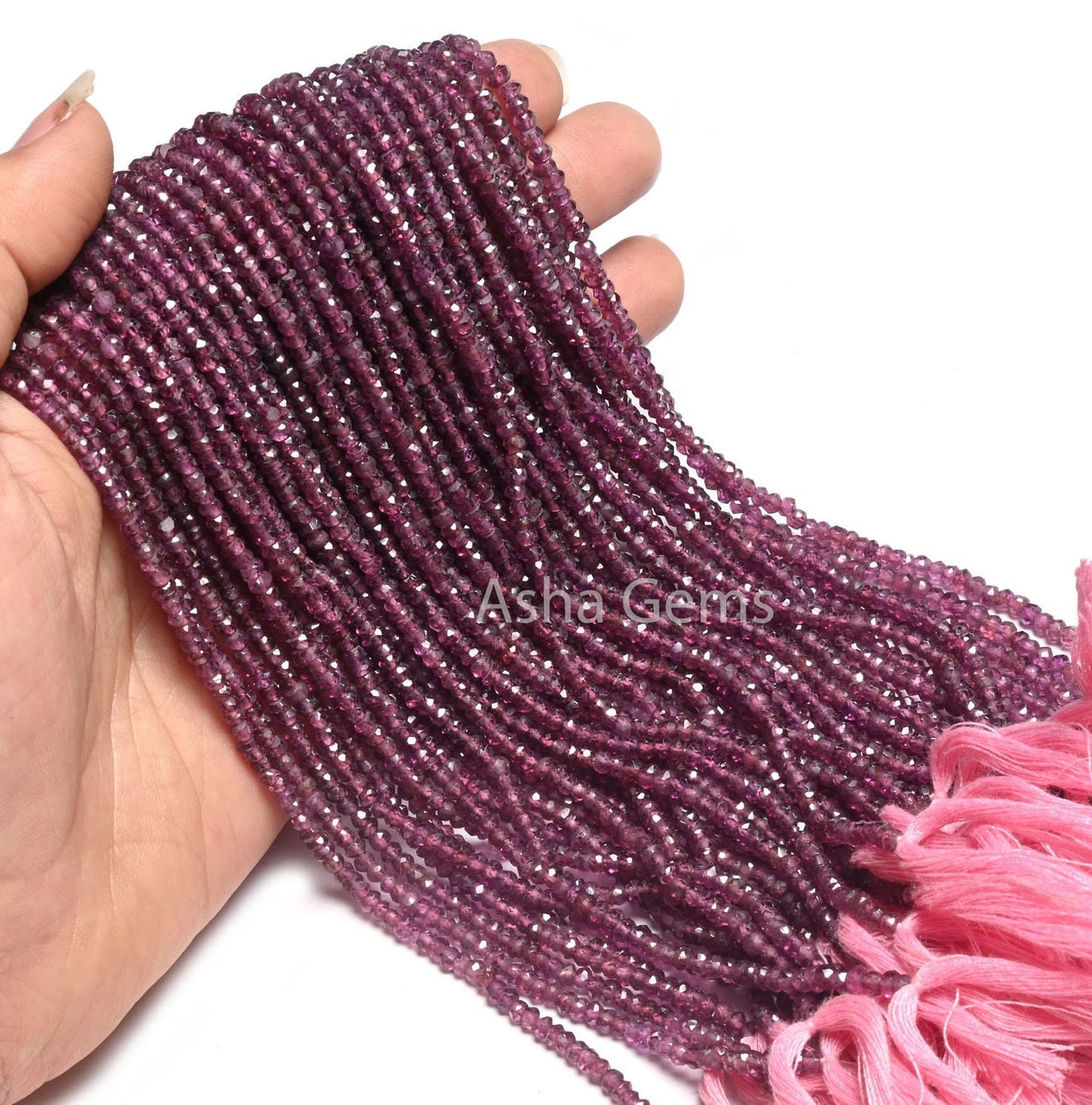 Beautiful Rhodolite Garnet Faceted Gemstone Beads, natural Garnet Indian machine Cut Rondelle Beads,13"Strand Pink Garnet Bead Jewelry Craft