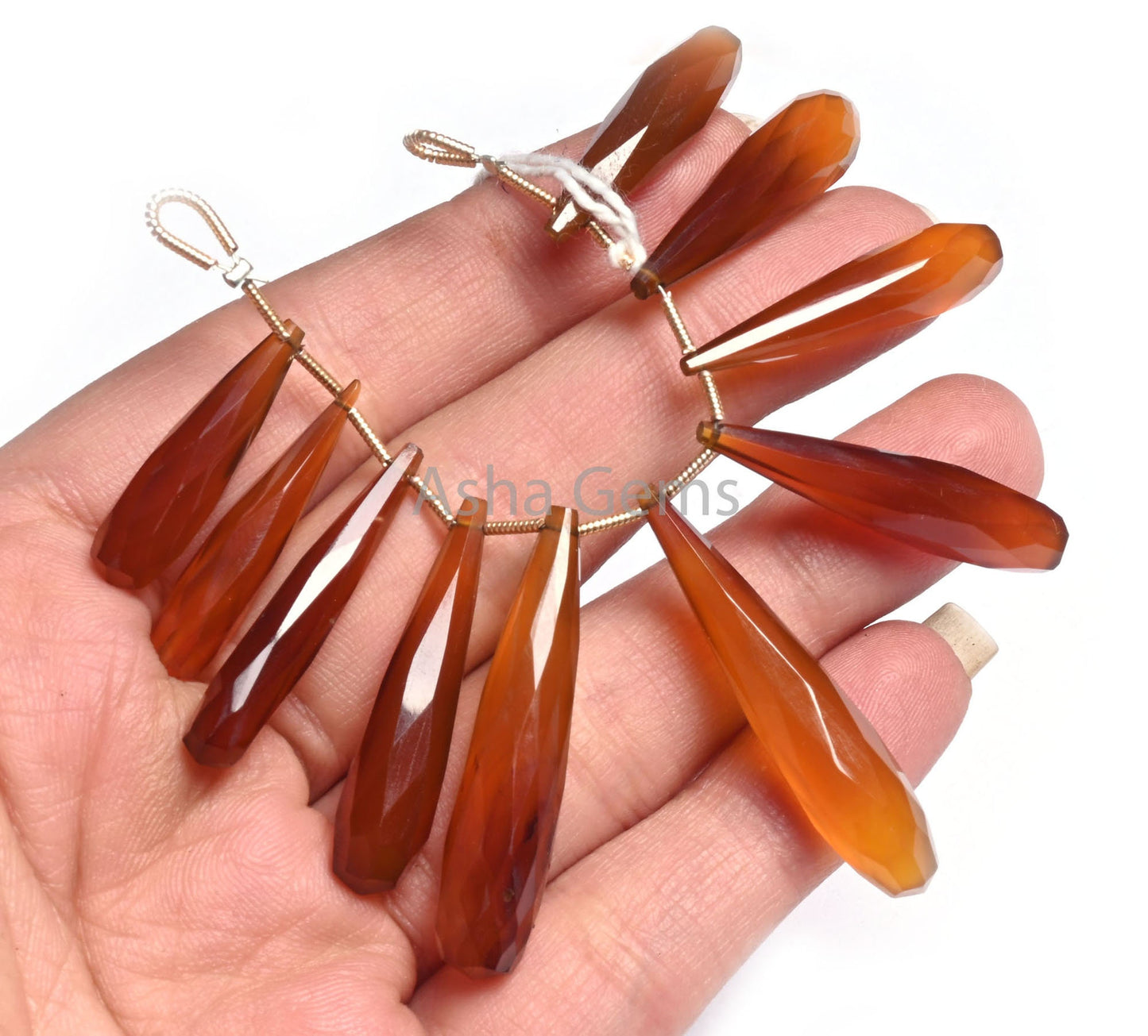 Fine Quality Shaded Yellow Brown Chalcedony Long Teardrop Beads,10 Piece Strand Chalcedony Fancy Pencil Teardrop Gemstone Bead Jewelry Craft