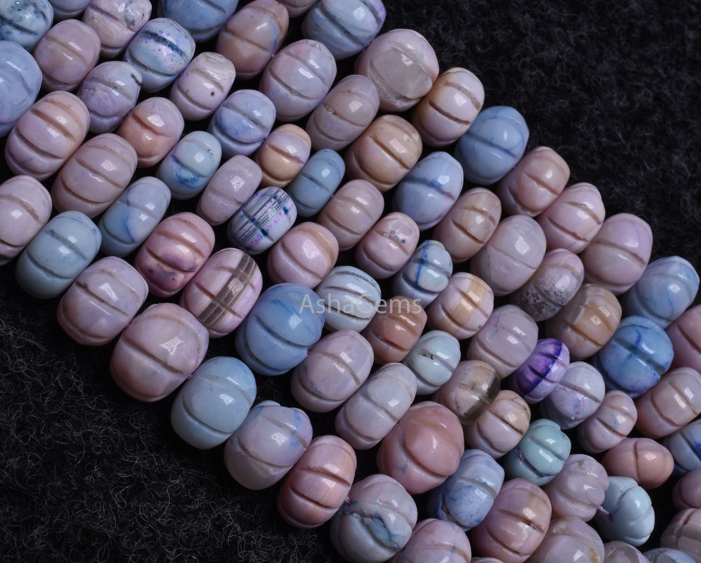 Beautiful Lavender Pink Blue Opal Carved Watermelon Beads, Opal Rondelle Shape Carving Melon Beads, Opal Pumpkin Bead For Jewelry Craft SALE