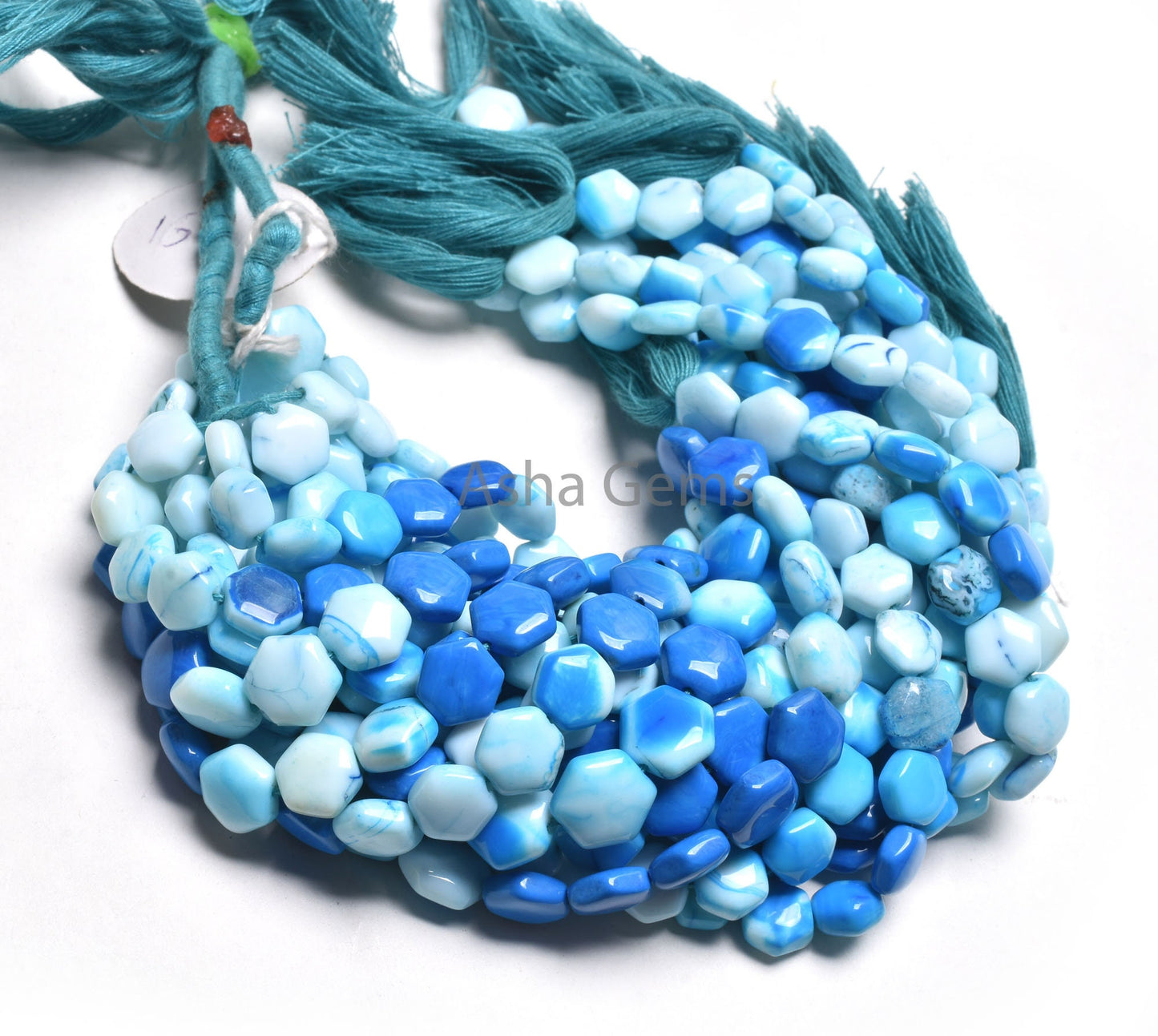 Beautiful Blue Opal fancy Hexagon Shape Gemstone Beads, Shaded Blue Opal Straight Drill beads, Opal handmade beads jewelry Making Craft SALE