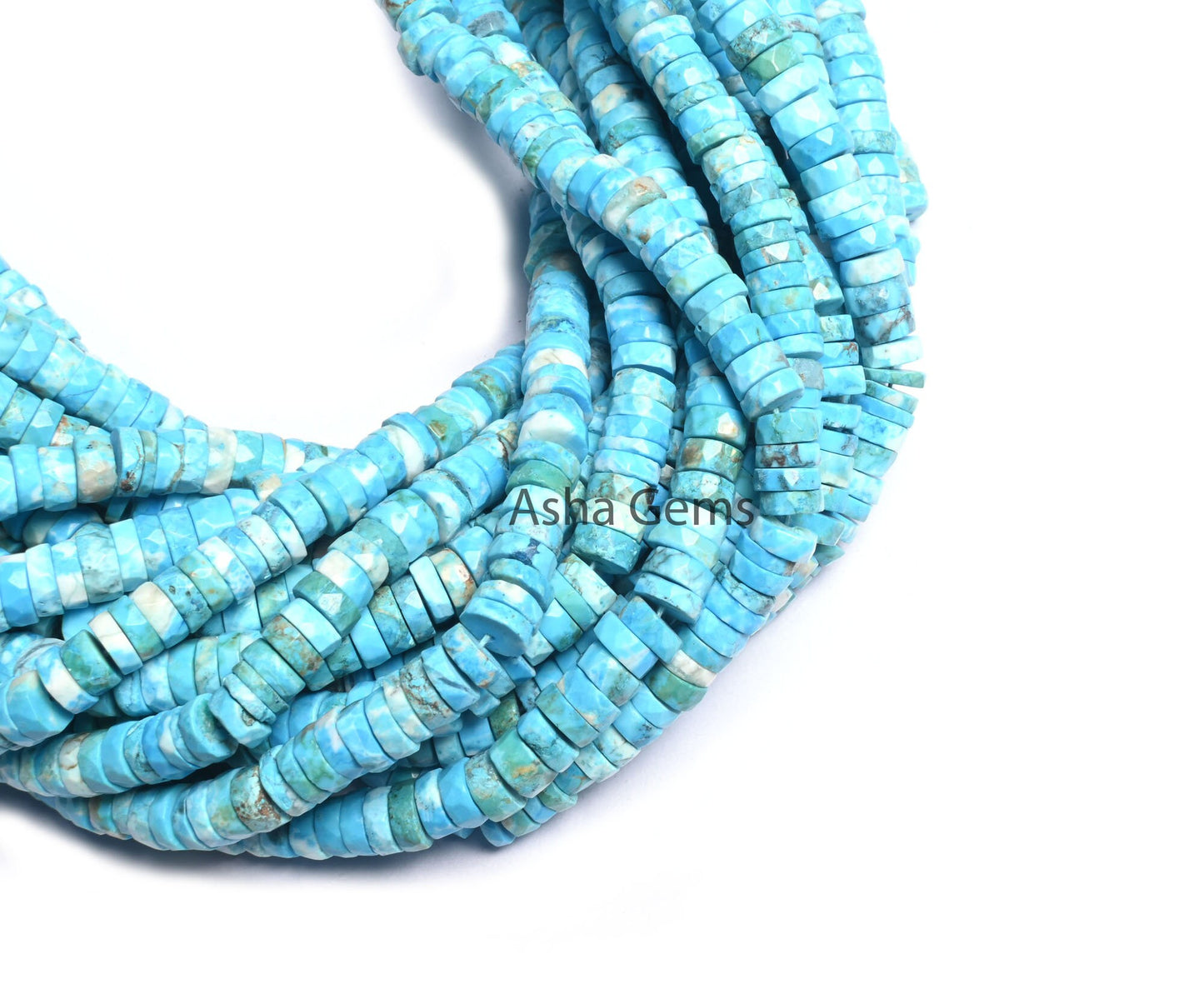 Beautiful Blue Turquoise Howlite Faceted Heishi Tyre Beads,6mm Turquoise Indian Cut Flat Wheel Shape Gemstone Bead Jewelry Making Craft SALE