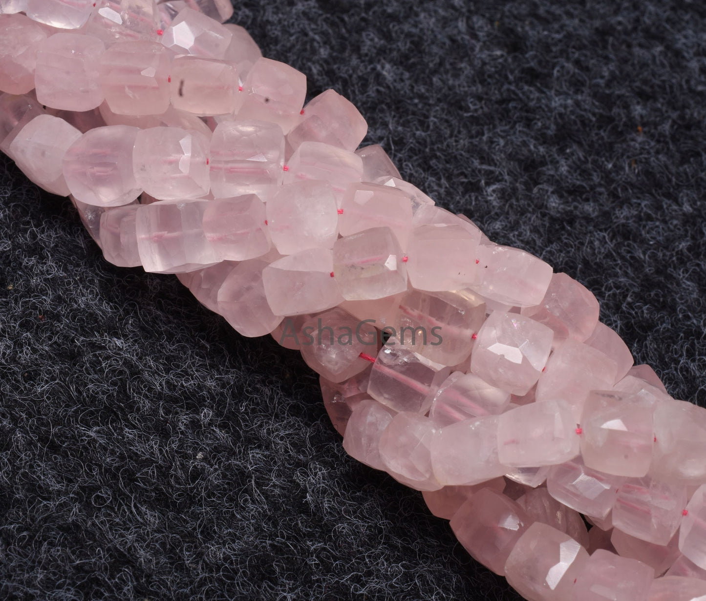 Natural Pink Rose Quartz Faceted Box Shape Beads,8" Strand Rose Quartz Cube beads, Pink Gemstone 3D Cube Box Beads For Jewelry Making Crafts