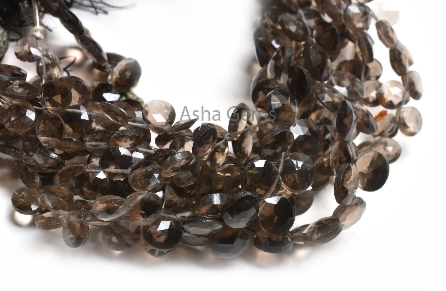 Natural Smoky Quartz Faceted Heart Shape Beads, Fine Quality smoky Side Drill Heart Briolette Gemstone Loose Beads, smoky Beads Jewelry SALE