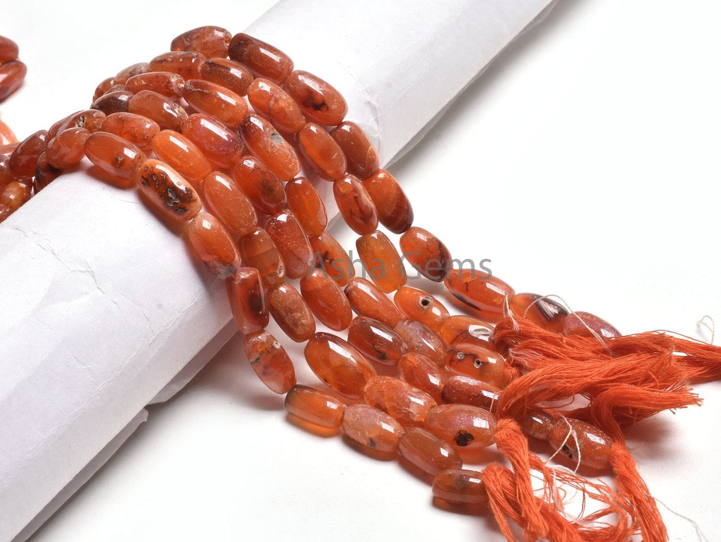 15" Strand Natural Carnelian Fancy Cylinder Shape Gemstone Beads, Red Carnelian Loi Handmade Pipe Straight Drill Beads Jewelry Making Crafts