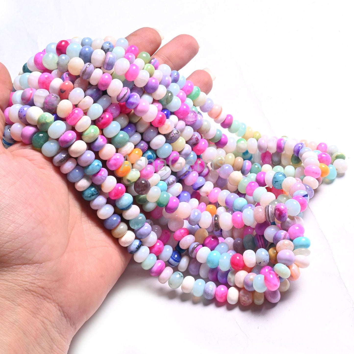 Fine Quality Mix Color Opal Smooth Rondelle Gemstone Loose Beads,16"Disco Opal Plain Handmade Beads, Multi Opal Bead Jewelry handicraft SALE