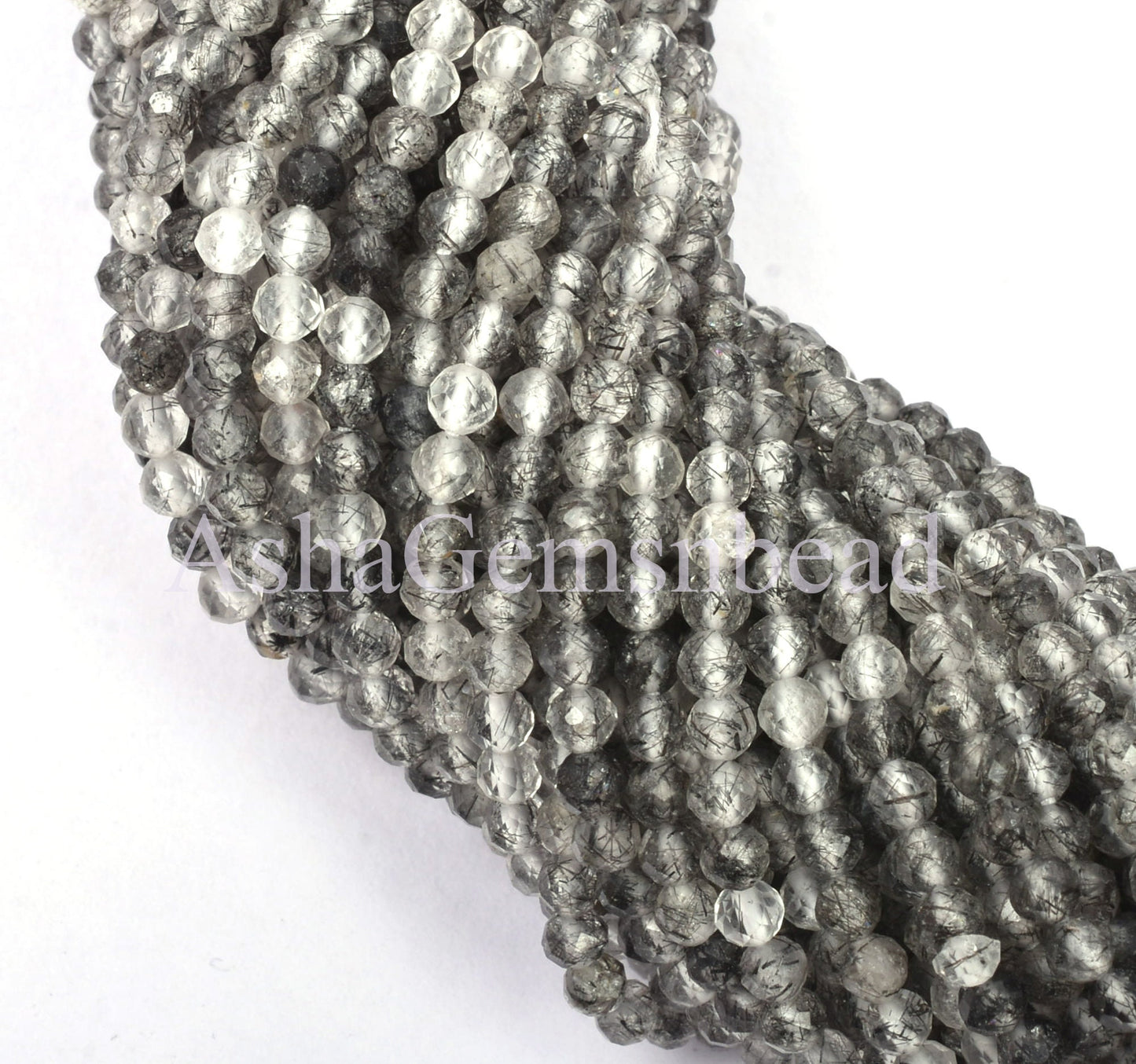 AAA Quality Black Rutile Faceted Micro Cut Beads,2.5mm Natural Rutilite Machine Cut Rondelle Gemstone Beads,13" Rutile Bead Necklace Jewelry