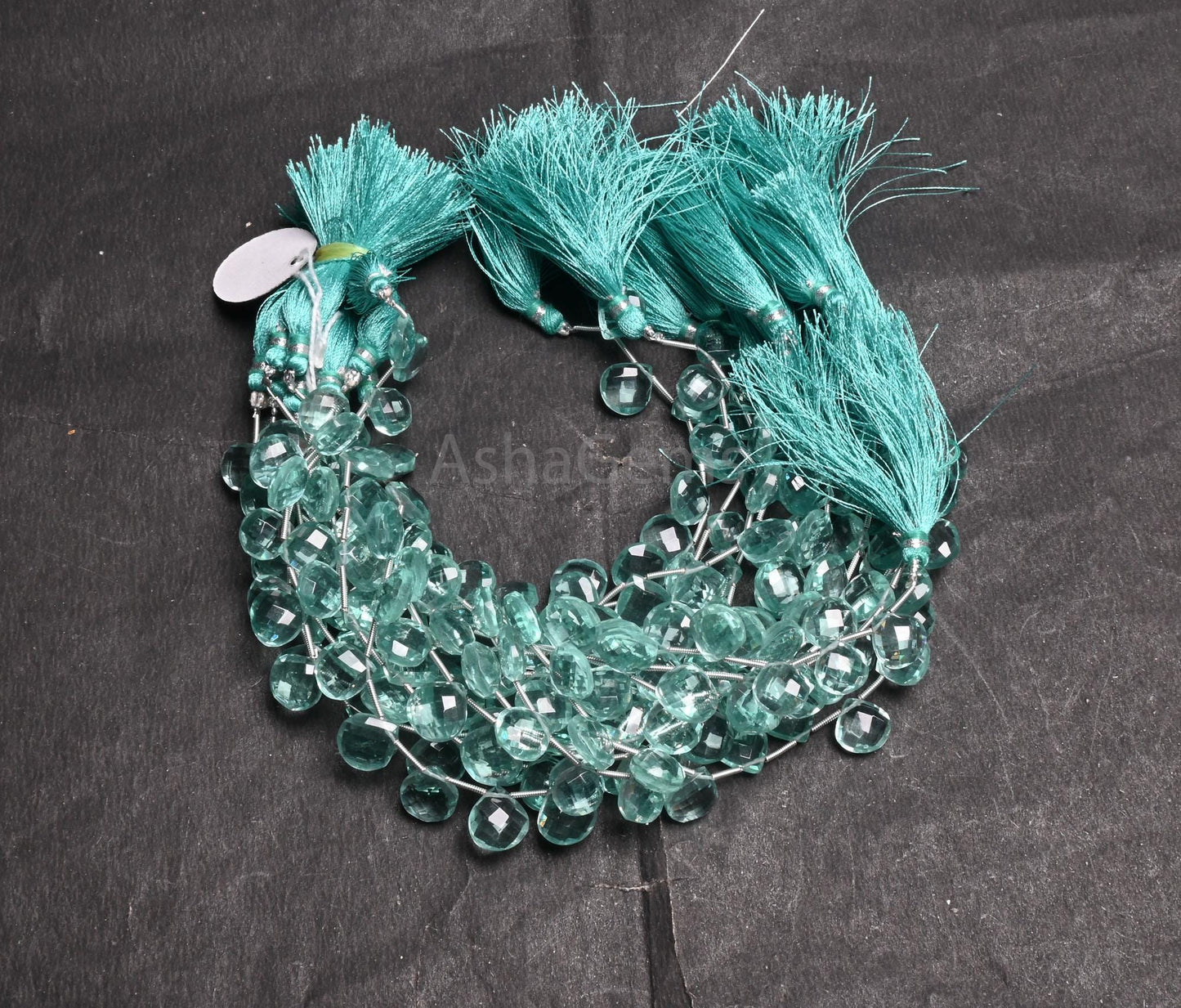 Beautiful Aquamarine Color Hydro faceted Heart Shape Beads,8.5" Aqua Blue Hydro fancy Heart Briolette Checker Cut Beads Jewelry Making Craft