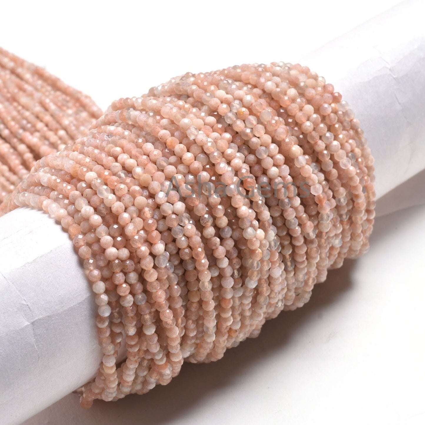 Natural Peach Moonstone Micro Cut Round Beads,3.2 mm Fine Pink Moonstone Machine Cut Faceted Round Ball Gemstone Beads Jewelry Makings Sale