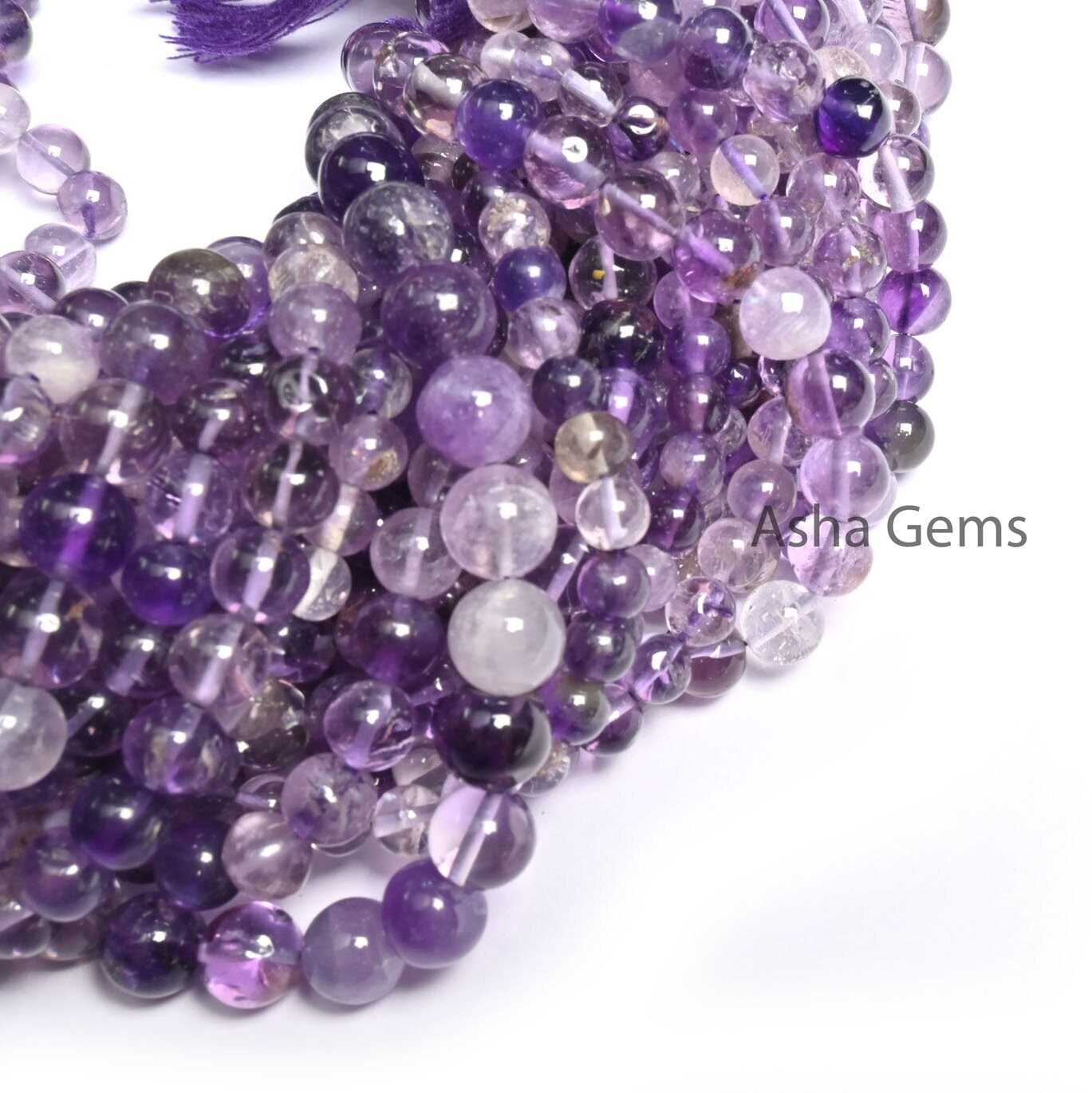 Natural Amethyst Smooth Round Gemstone Beads, Shaded Purple Amethyst Beads, African Amethyst Plain Round Ball Shape Bead Jewelry Crafts SALE