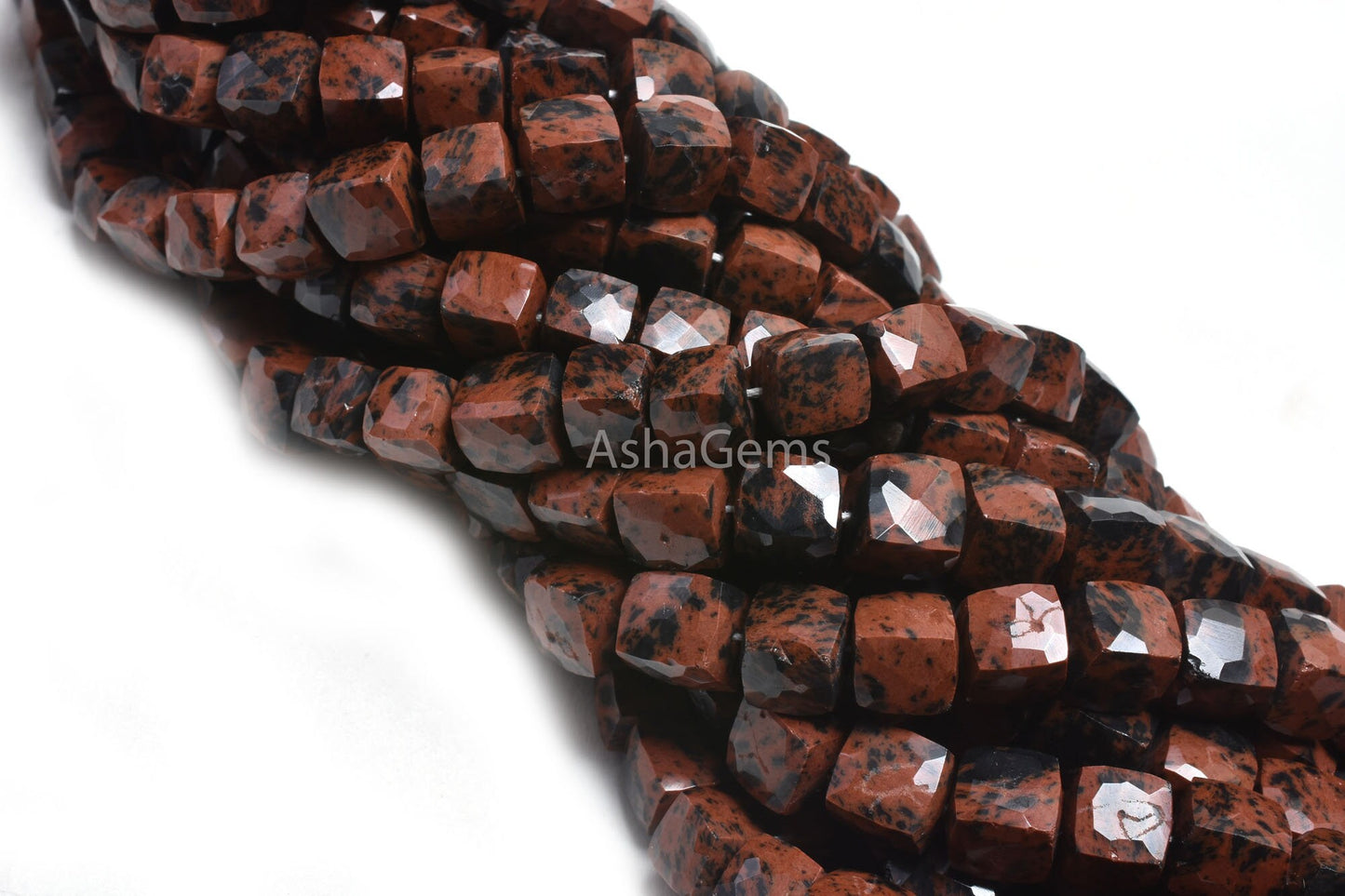 Beautiful Mahogany Obsidian 3D Cube Box Gemstone Beads,8" Strand Natural Mountain Obsidian Faceted Cube Shape Bead Jewelry Making Craft SALE
