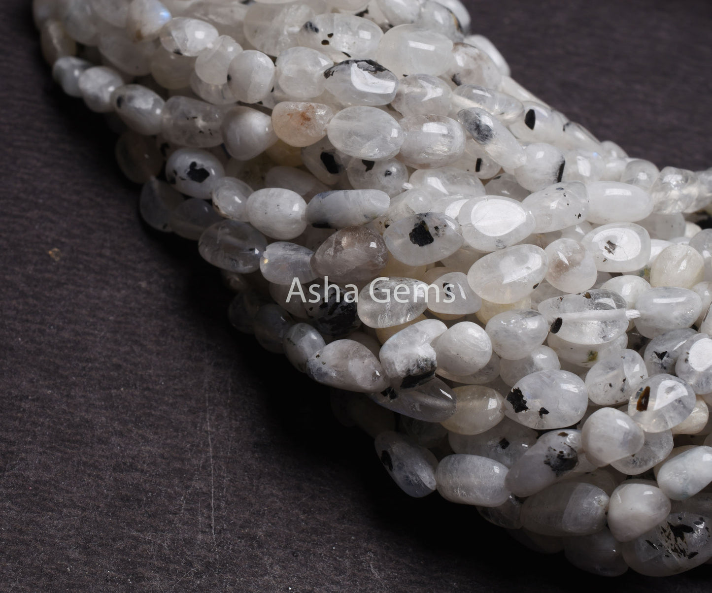 Natural Moss Rainbow Moonstone Nugget Shape Beads, Beautiful Rainbow Smooth Pebble Tiny Beads, Black Dot Rainbow Nugget Gemstone Beads SALE
