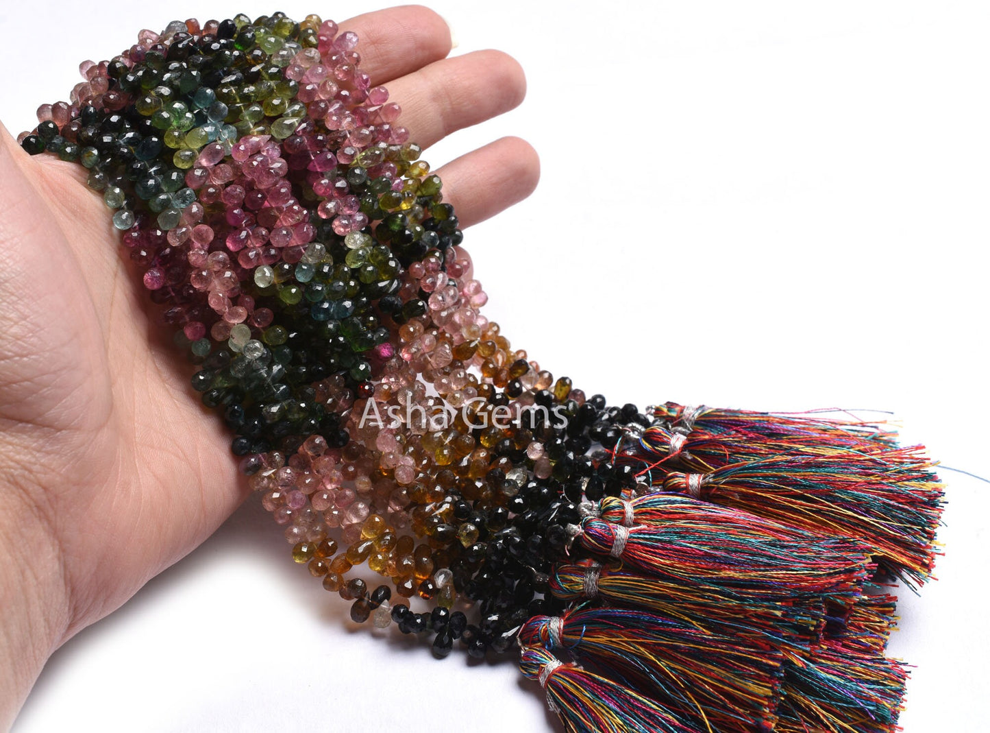 Natural Multi Tourmaline Faceted Drops Shape Gemstone Beads,Fine Tourmaline Beads Tourmaline Side Drill Teardrop Briolette Bead Jewelry SALE
