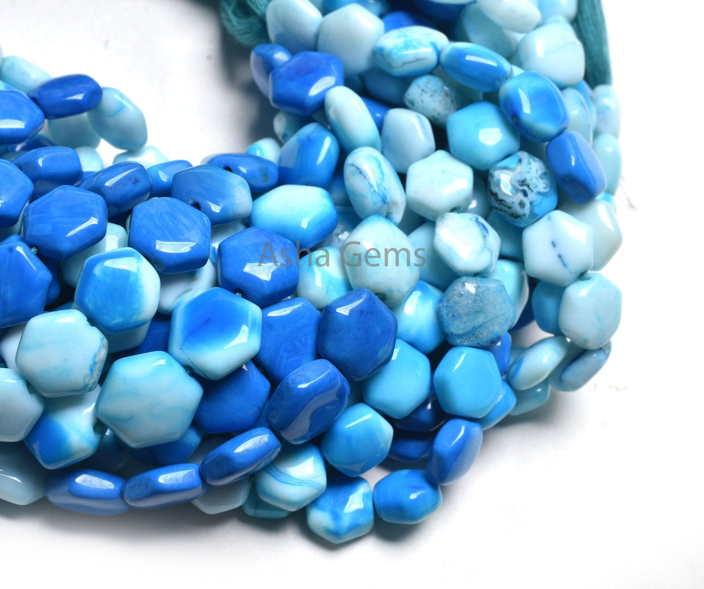 Beautiful Blue Opal fancy Hexagon Shape Gemstone Beads, Shaded Blue Opal Straight Drill beads, Opal handmade beads jewelry Making Craft SALE