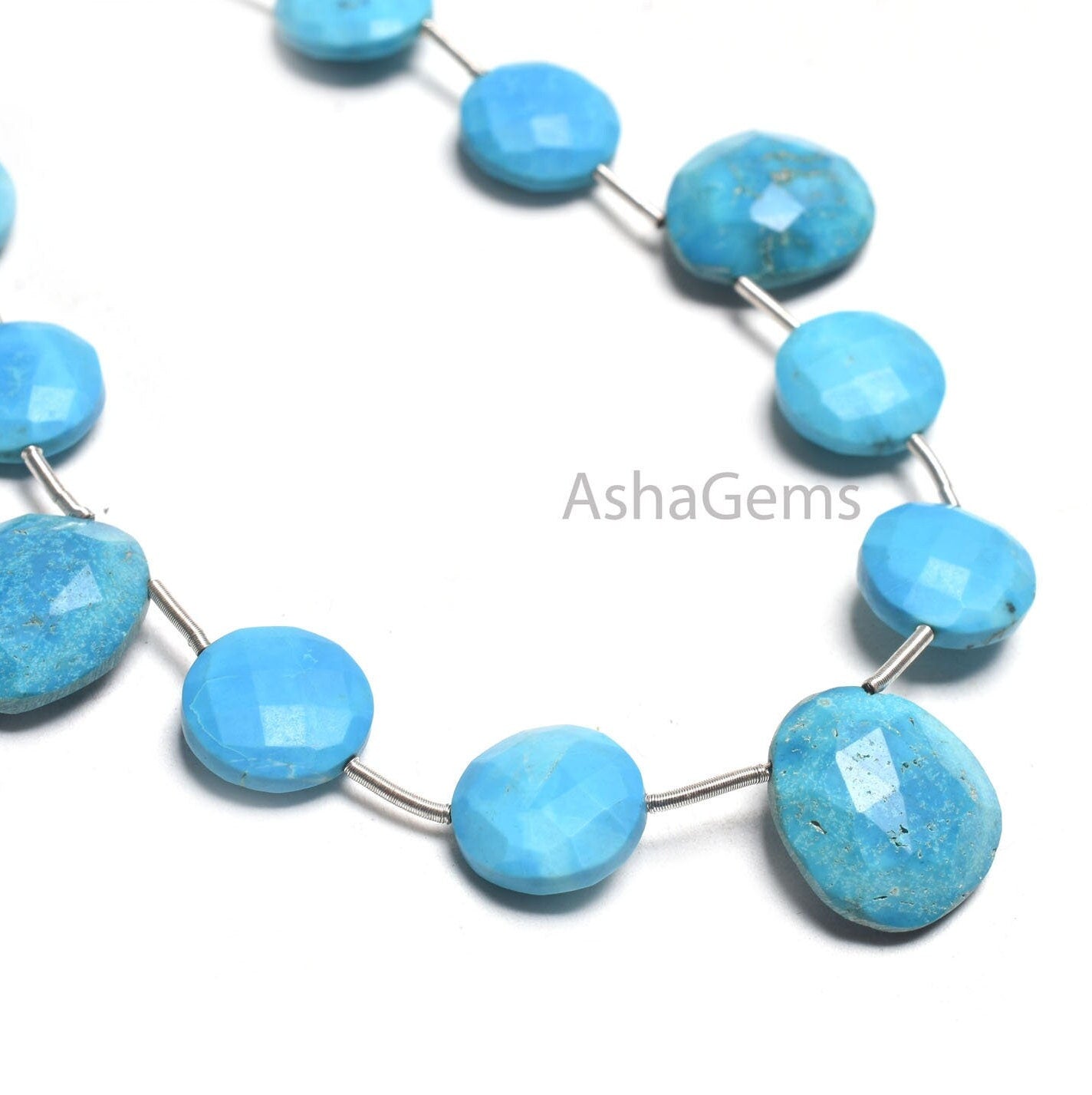 Fine Turquoise Howlite Faceted Coin+ Heart Shape Faceted Beads,8" Blue Turquoise Fancy Shape Gemstone Beads, Howlite Turquoise Beads Jewelry