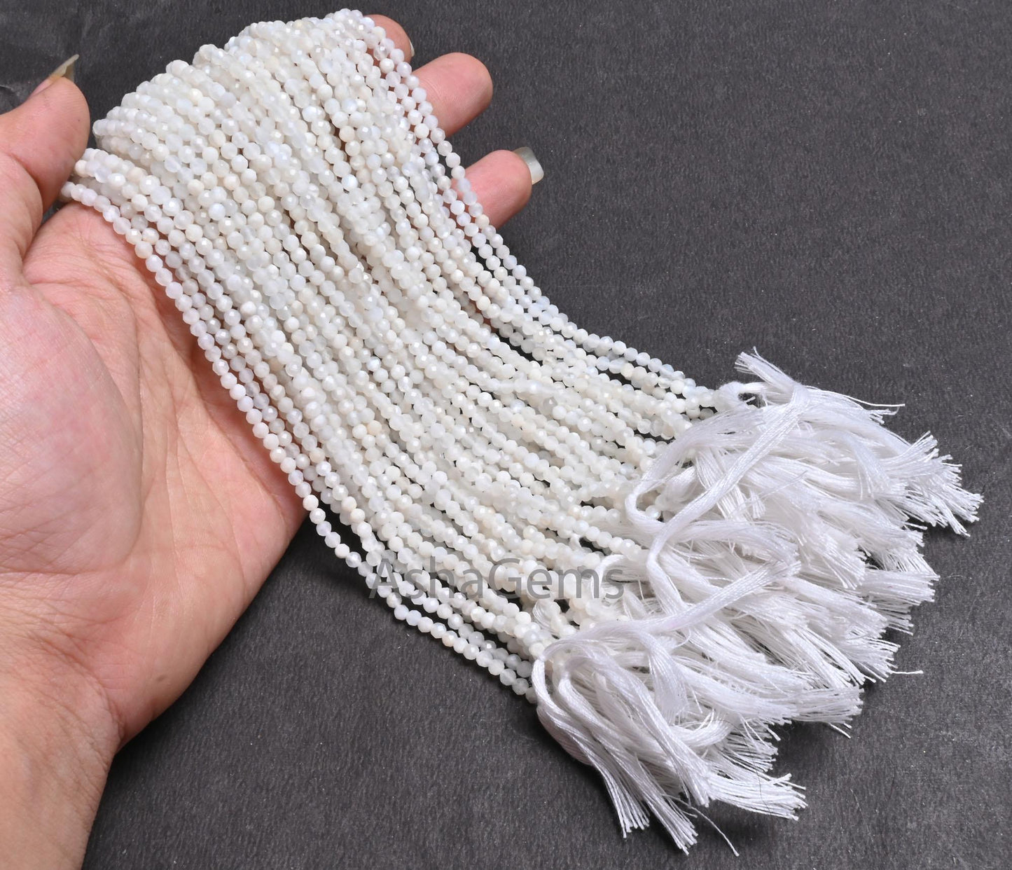 3.1 mm AAA Quality White Moonstone Faceted Rondelle Micro cut Beads,12.5" Natural Moonstone Machine Cut Gemstone Bead Necklace Jewelry Craft