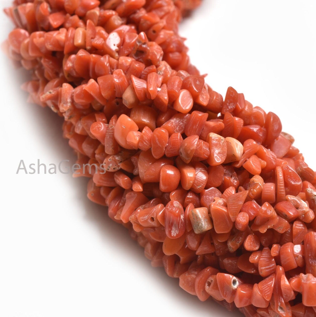 Natural Red Coral Uncut Chips Beads,34"Strand Real Coral Smooth Raw Rough Tiny Moonga Gemstone Precious Beads, Fine Coral Bead Jewelry Craft
