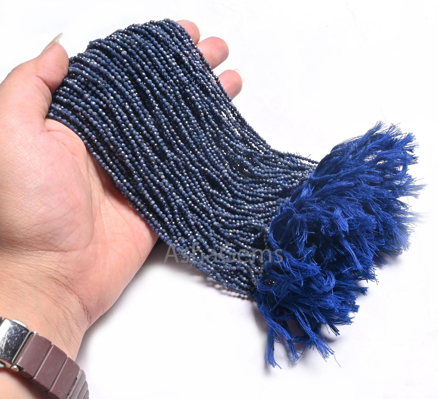 12.5"Strand Natural Blue Sapphire Micro Cut Rondelle Faceted Gemstone Beads,2.25-2.4 mm Sapphire machine cut Bead Jewelry Making Craft SALE