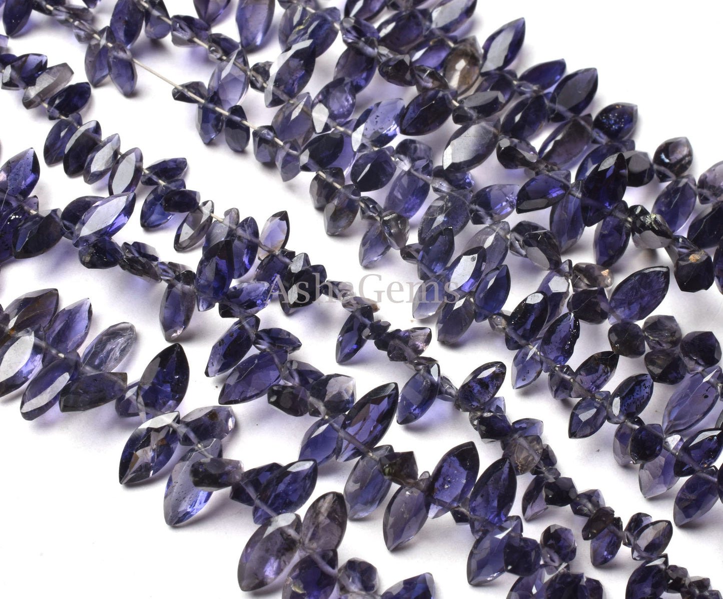 Beautiful Iolite Faceted Marquise Shape Beads,8" Natural Blue Iolite Cut Stone Marquise Bead Iolite marquise Faceted Cabochon Gemstone Beads
