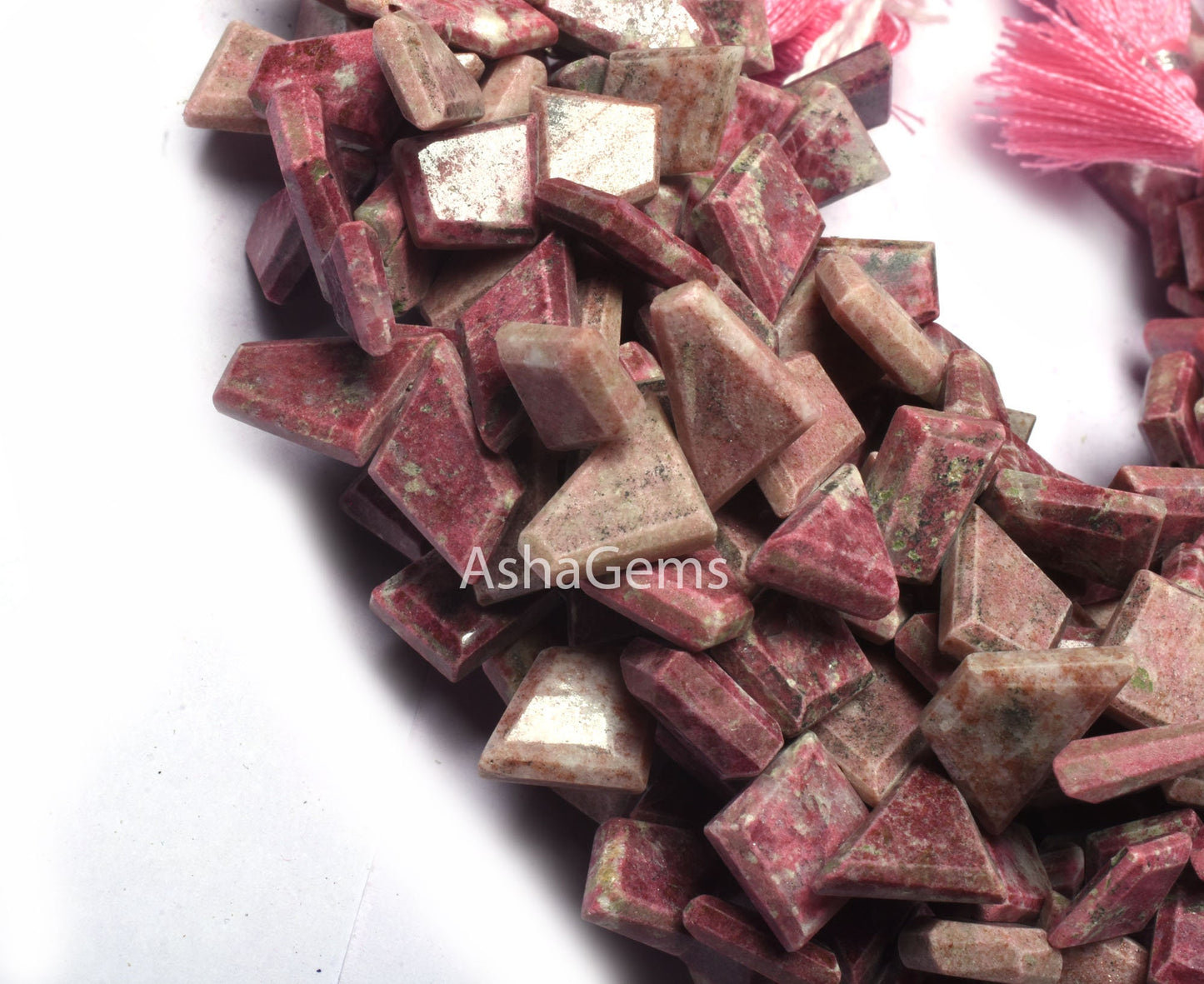 Rhodochrosite fancy Slice Shape Beads, Natural Rhodochrosite Table Cut Faceted Beads, Pink Rhodochrosite beads Side Drill Flat Beads Jewelry