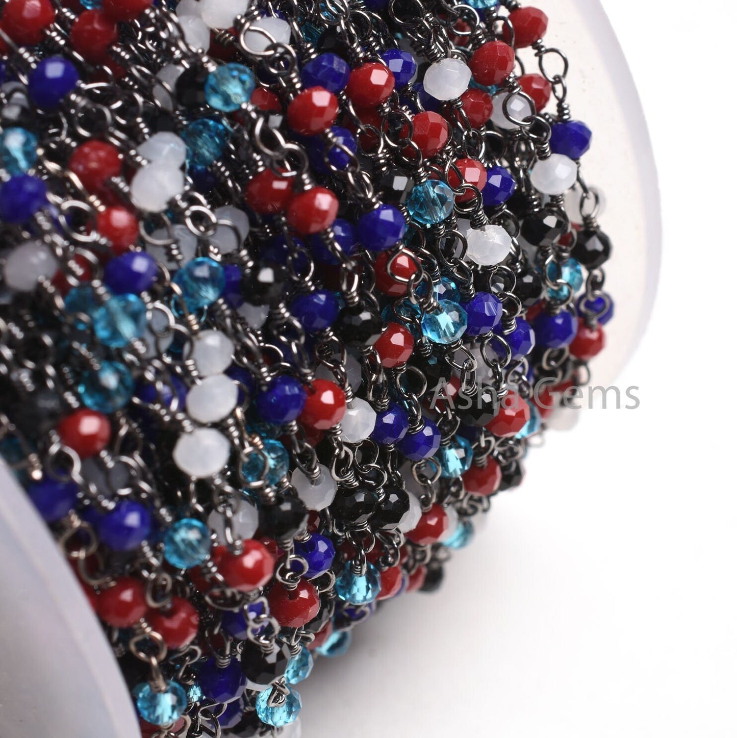 Rosary Chain Disco Micro Cut Beads Chain By Feet,Multi Color Hydro Rondelle Beaded Chain Black Plated Wire Gunmetal Chain jewelry Craft SALE