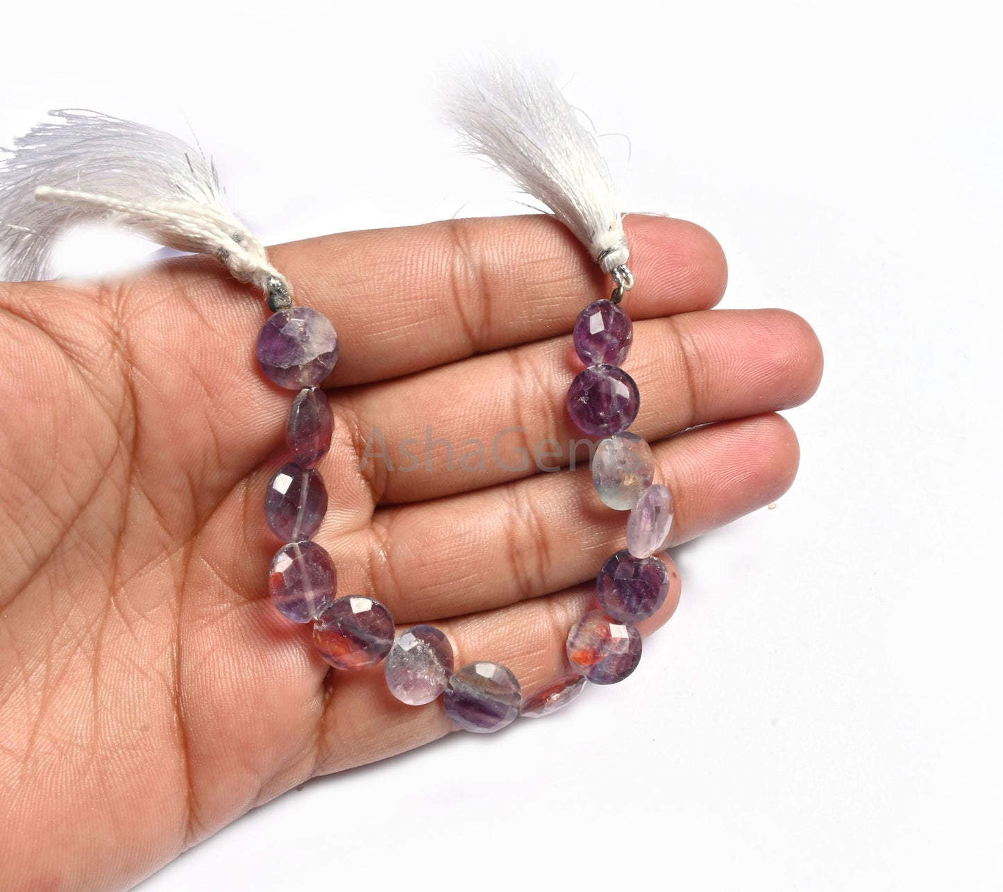 11 mm Natural Purple Fluorite Coin Shape Faceted Gemstone Beads, Rare Shaded Bio Fluorite Coin Briolette Straight Drill Beads Jewelry Making