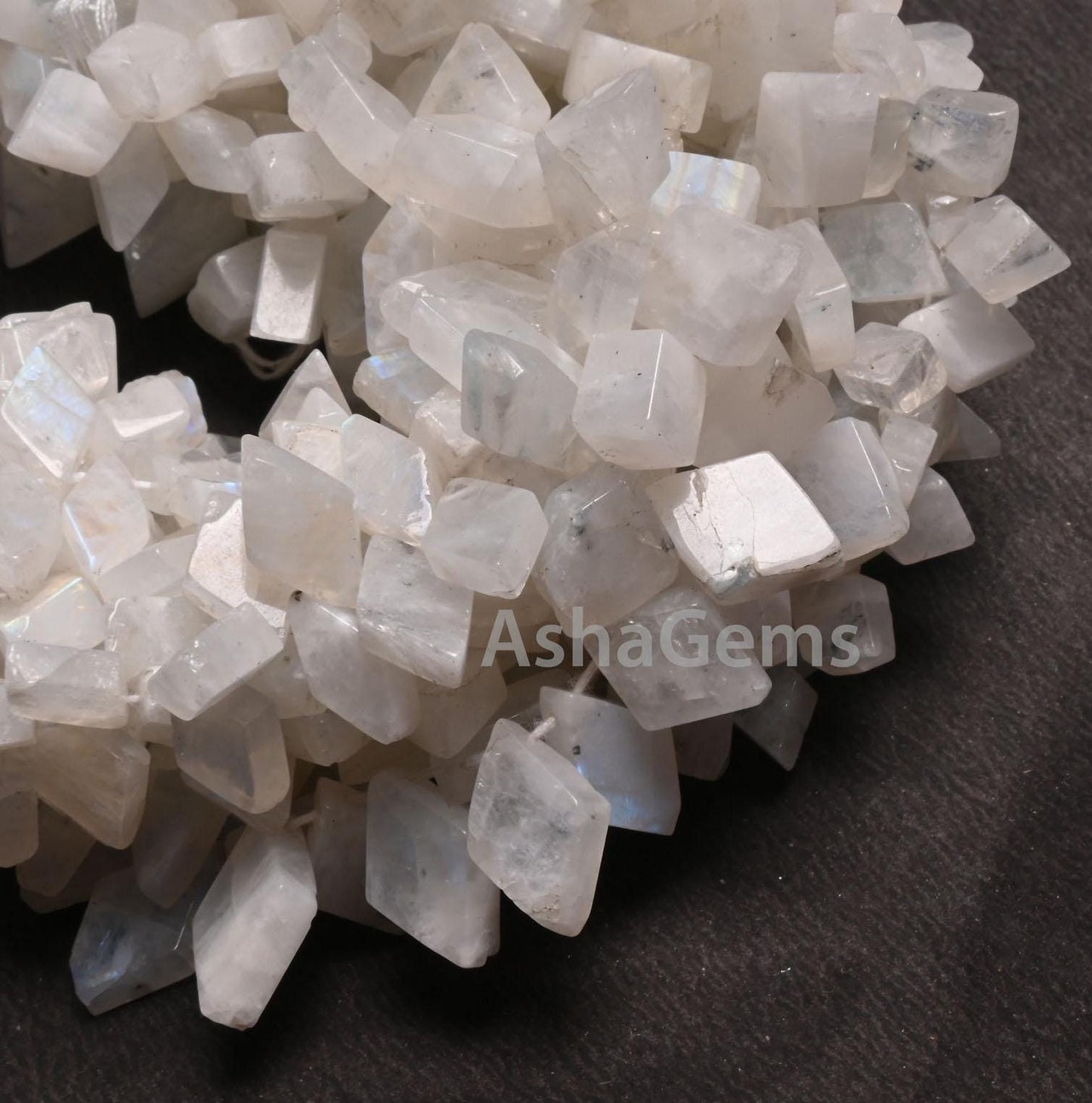 Flashy Rainbow Moonstone Smooth Rhombus Shape Beads, White Rainbow Fancy Flat rhombus Side Drill Blue Fire rainbow Beads Jewelry Crafts SALE