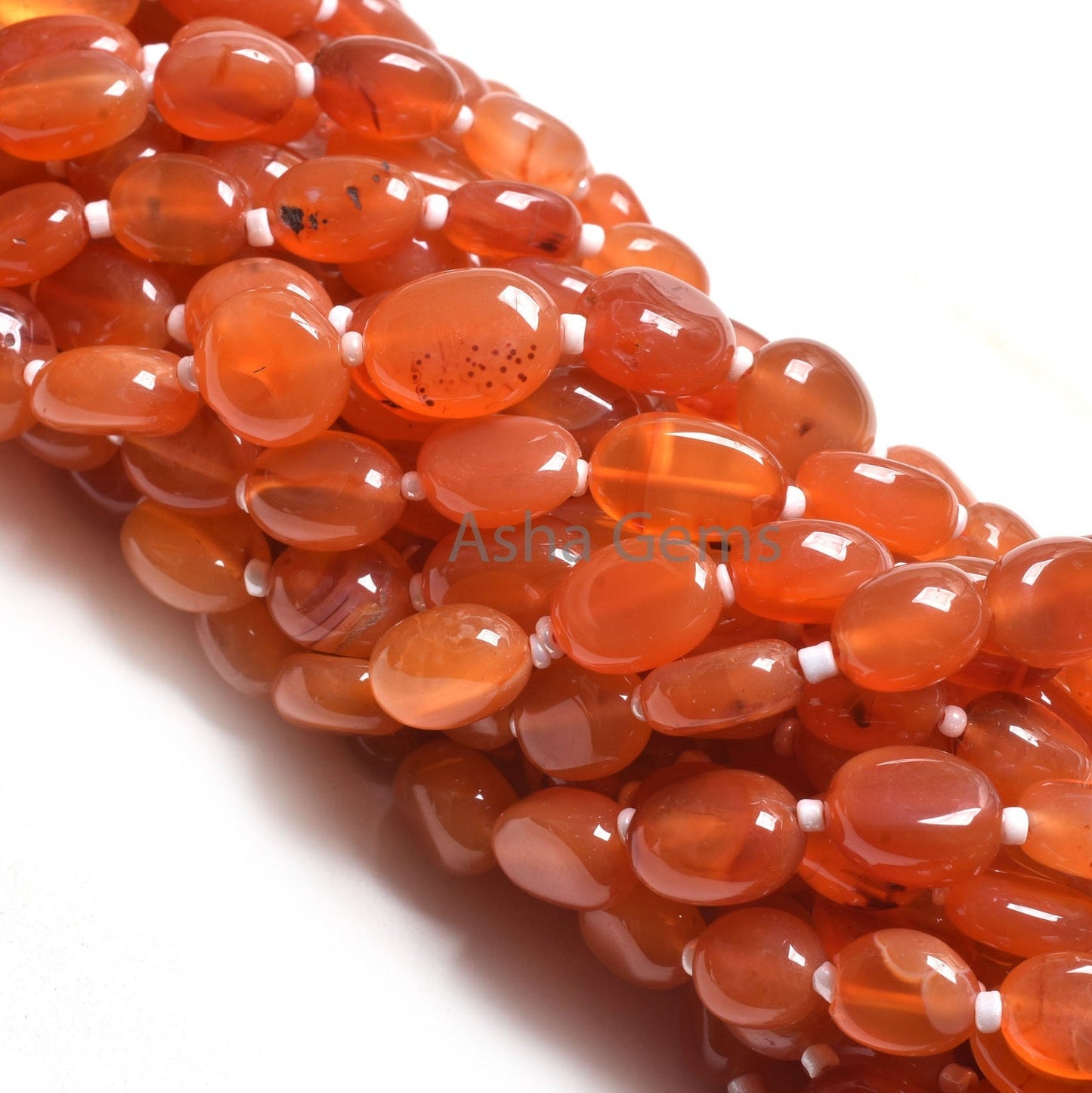 Beautiful Carnelian Smooth Oval shape Uneven Handmade Beads,10" Red Orange Carnelian Oval Straight Drill Gemstone Smooth Bead Jewelry Crafts