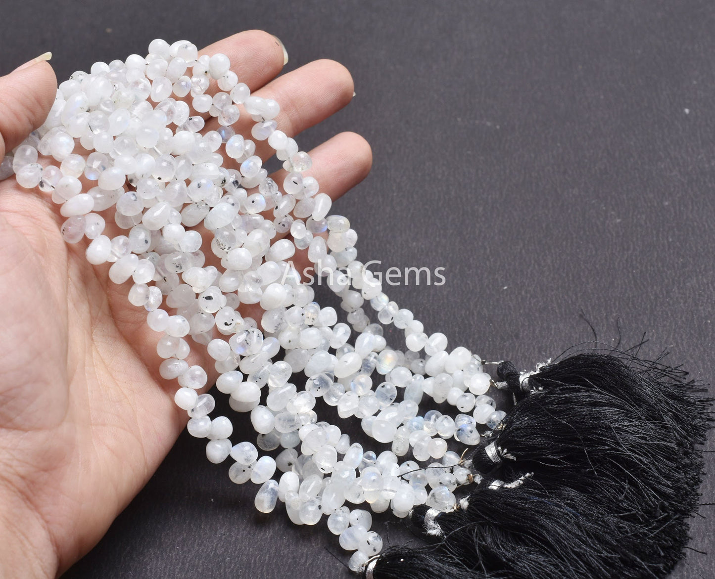 Blue Fire rainbow Moonstone Smooth Drops Shape Beads,8" White rainbow Plain Handmade Uneven Teardrop Beads Gemstone Rainbow Moonstone SALE