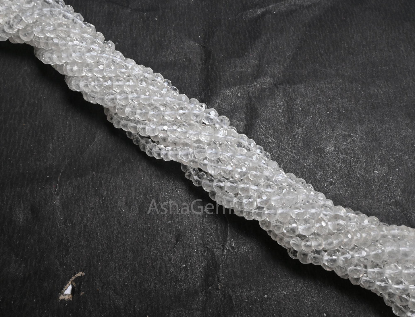 Beautiful Natural Crystal Quartz Micro Cut Beads,13" AAA Quality Crystal Indian machine cut Faceted Rondelle Crystal Bead Jewelry Craft SALE ( AG 15418 )
